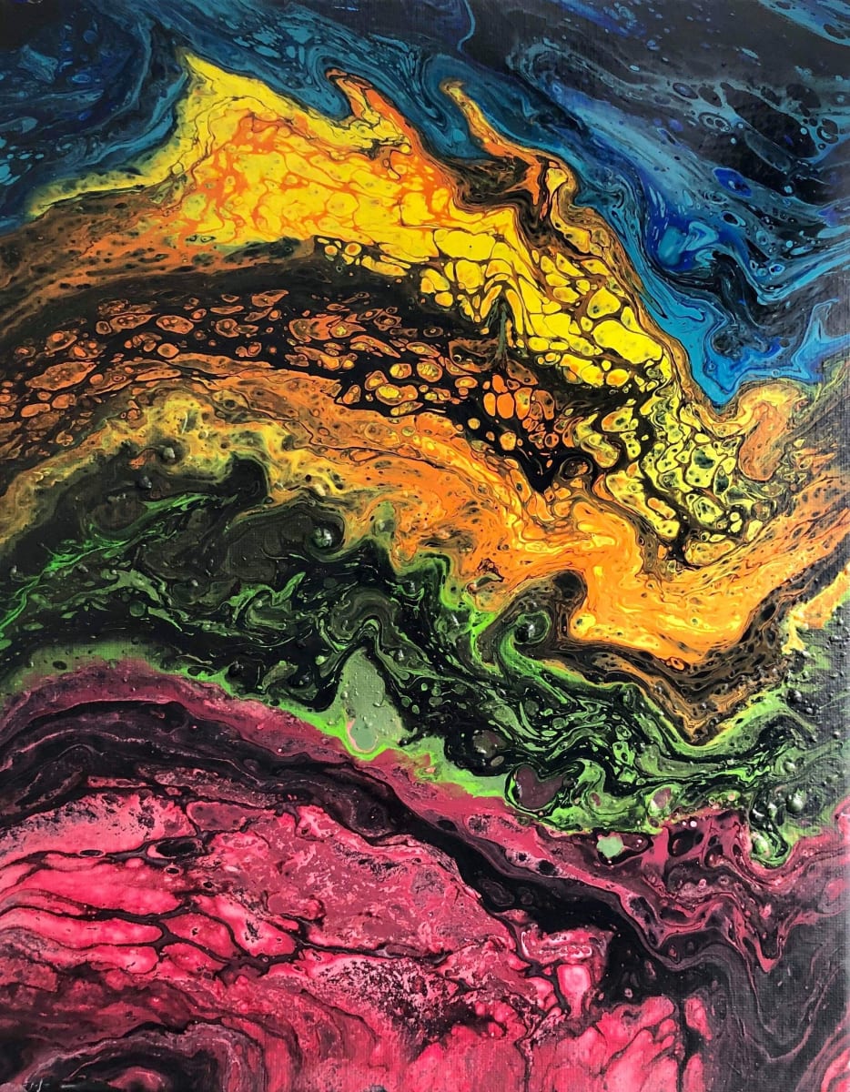 Colorful acrylic pour art