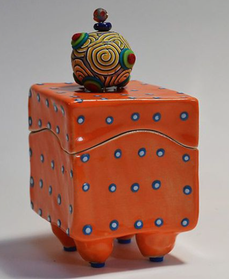 ASLD Slab Box - Red ceramic box with blue dots