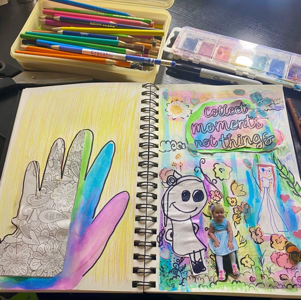 Preschool Art Journaling - not book with youthful and colorful drawings from a child