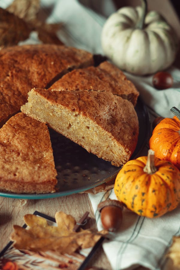 Fall Baking savory and sweet - breads with small pumpkins