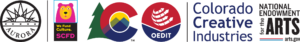 Logos for City of Aurora, Scientific and Cultural Facilities District, Colorado Creative Industries, and the National Endowment for the Arts