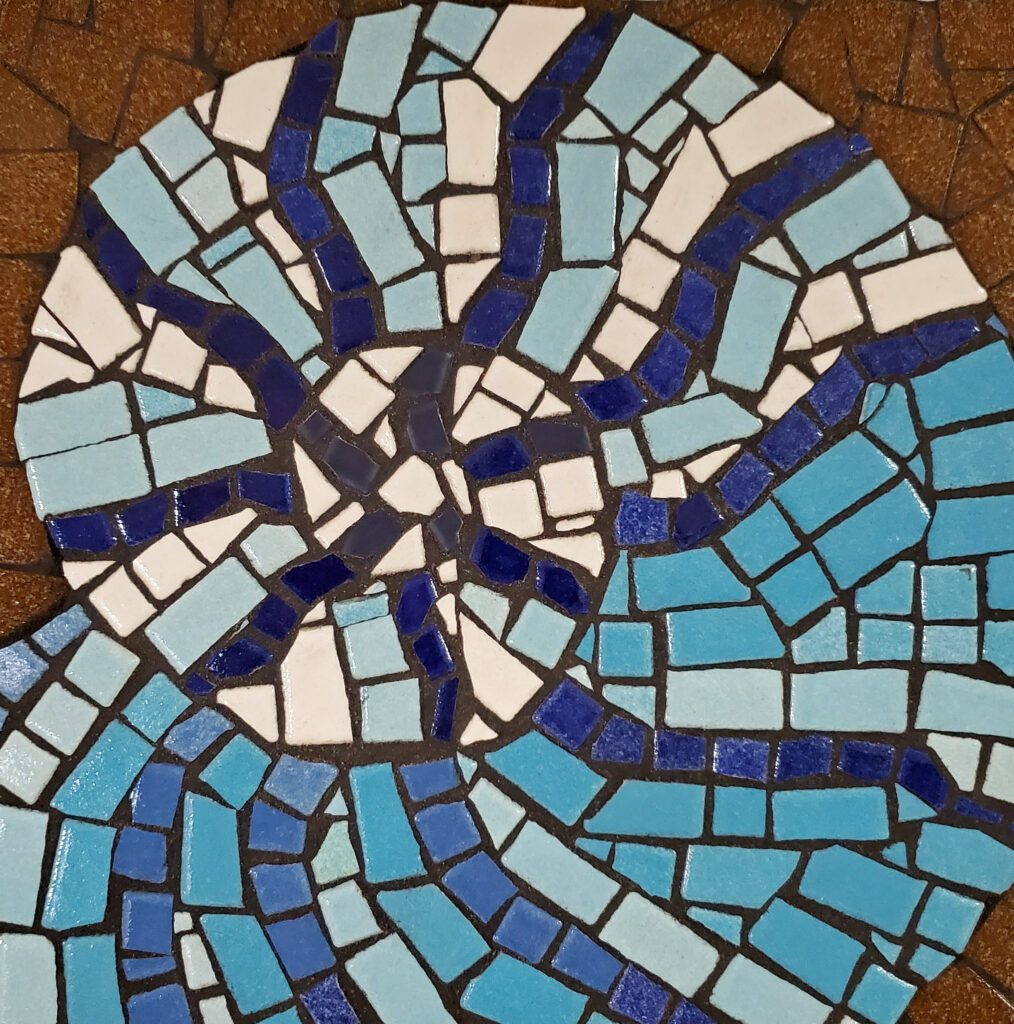 Pam Ferris Mosaic Art Blue Spiral 8x8