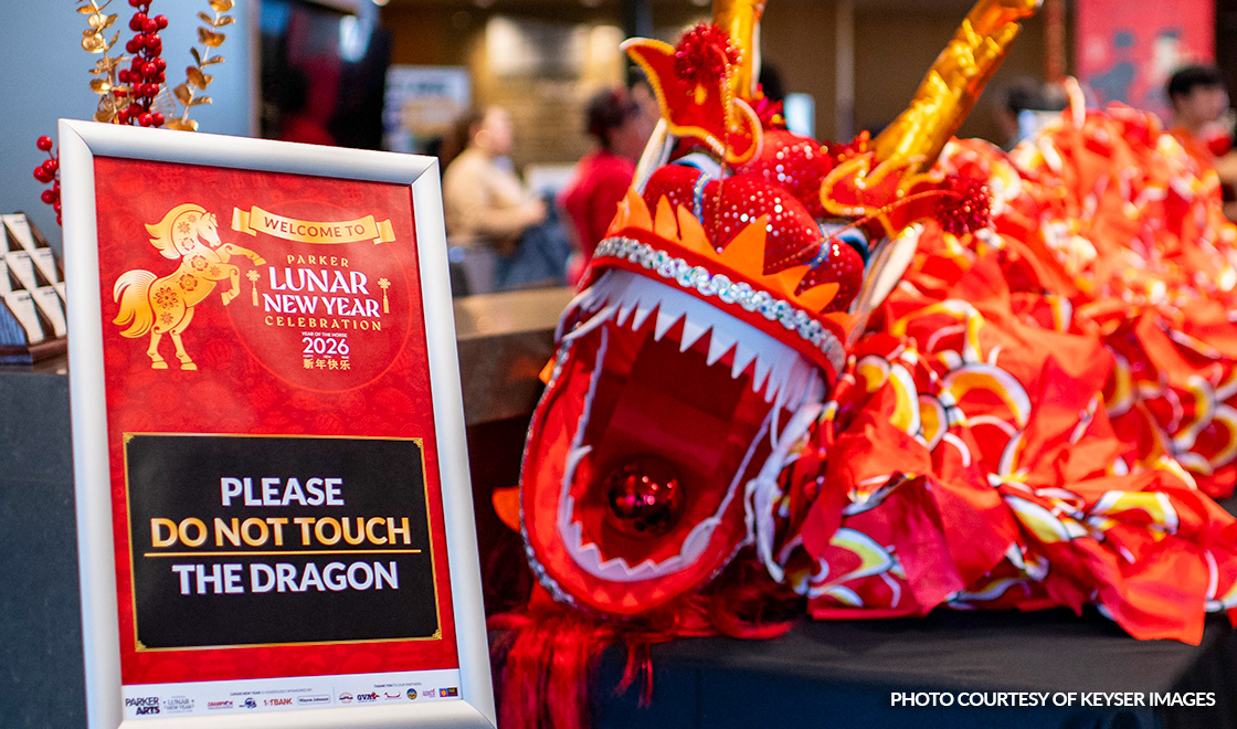 Close up view of Chinese dragon at Lunar New Year Celebration