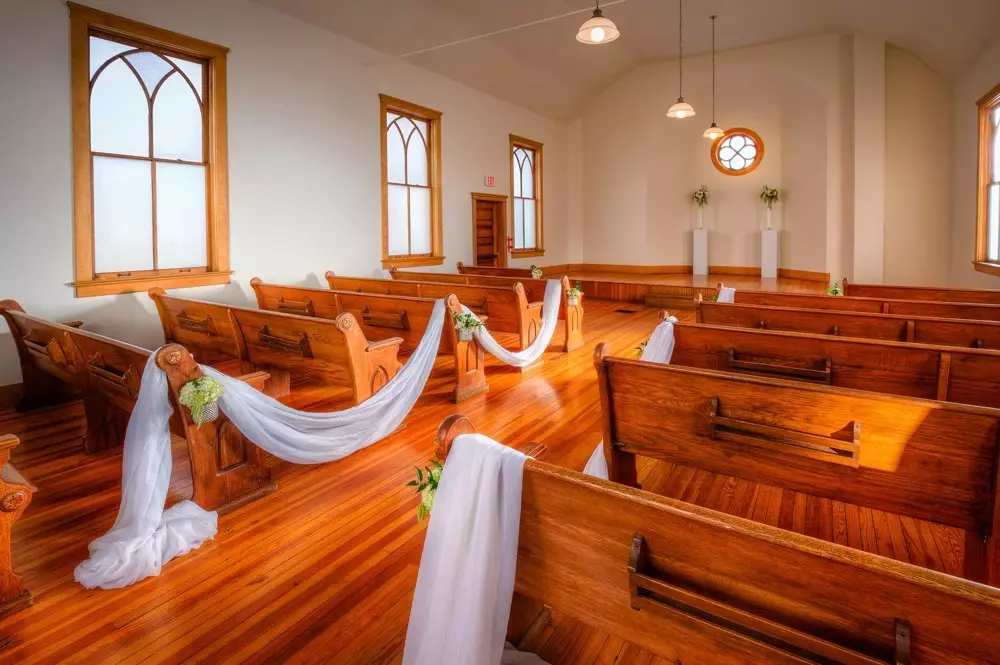 Ruth Chapel interior pews and stage